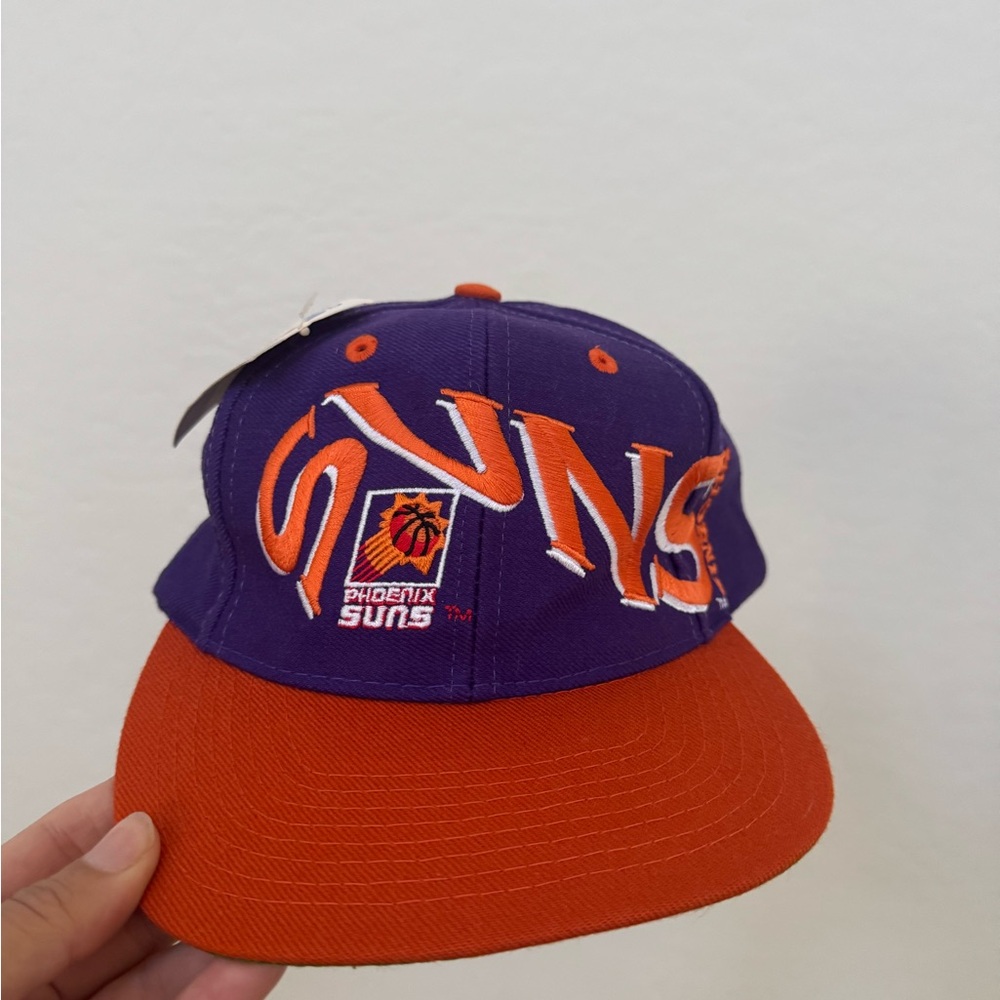 Vintage 90s Phoenix Suns Snapback Hat Purple & Orange NBA green underbrim